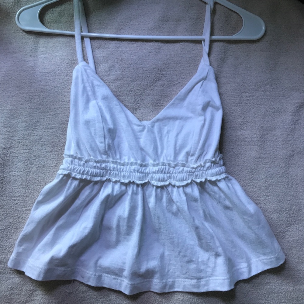 Smocked white top